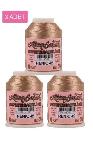 3 Adet Altınbaşak Oya ve Dantel İpi 20 gr - Royaleks - No: 042
