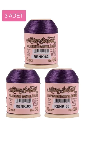 3 Adet Altınbaşak Oya ve Dantel İpi 20 gr - Royaleks - No: 063