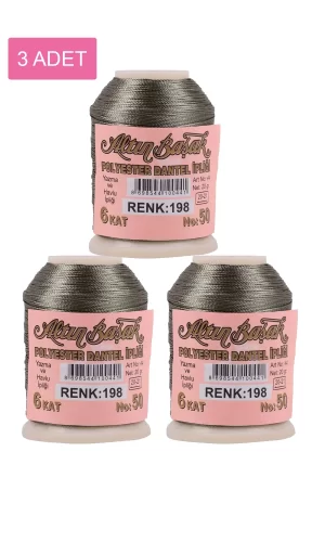 3 Adet Altınbaşak Oya ve Dantel İpi 20 gr - Royaleks - No: 198