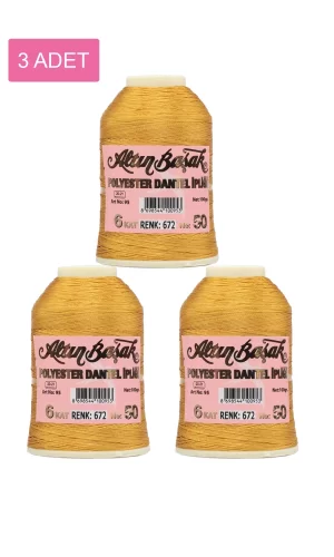 3 Adet Altınbaşak Oya ve Dantel İpi 20 gr - Royaleks - No: 672