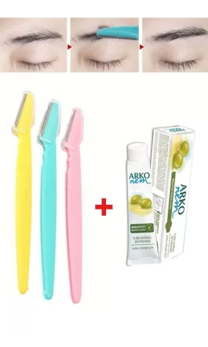 3 Adet Kaş Şekillendirici Ustura Arko Nem Zeytinyağı Kremi 20 cc