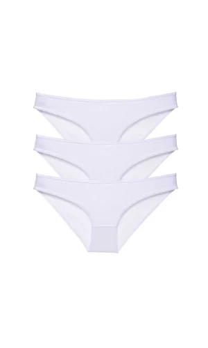 3 adet Süper Eko Set Likralı Kadın Slip Külot Beyaz