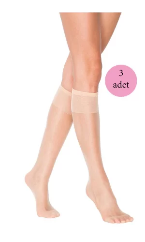 3 Adet Süper Ince 15 den Mat Pantolon Çorabı Açık Ten