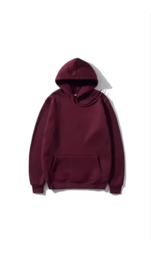 3 İplik Pamuklu Unisex Kapşonlu Sweetshirt - Bordo
