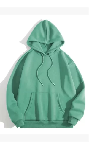 Luz&Pos 3 İplik Pamuklu Unisex Kapşonlu Sweetshirt - Mint Yeşili