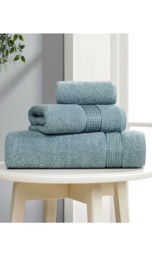 3 lü Banyo Havlusu Seti Pamuklu Ritim Mint
