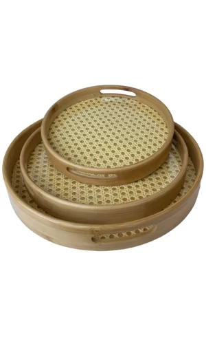 3lü Yuvarlak Ahşap Tepsi Royaleks-SVR-GR92649