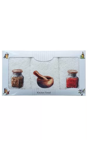 3 lü Zeytin Desen Baskılı Mutfak Havlusu 30 X 50 Cm Z-6