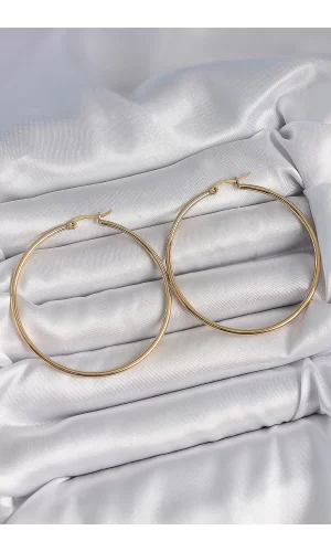 316 Çelik Gold Renk 53 mm Halka Model Kadın Küpe