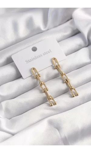 316L Çelik Altın Renk Sallantılı Model Küpe