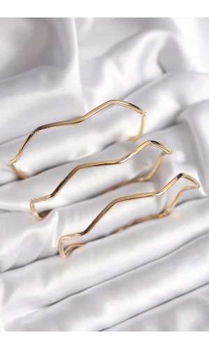 316L Çelik Gold Renk 65 mm Zikzak Model Ajda Bilezik