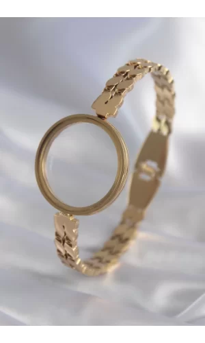 316L Çelik Gold Renk Arpa İşleme Açılabilir Fanus Model Kadın Kelepçe