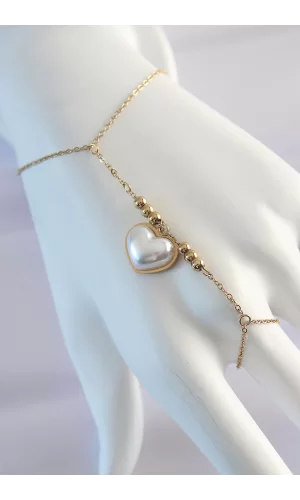 316L Çelik Gold Renk Beyaz Bubble Kalp Tasarımlı Şahmeran