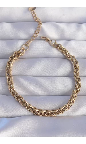 316L Çelik Gold Renk Burgu Zincir Bileklik