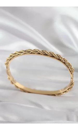 316L Çelik Gold Renk Burgu Zincir Model Kadın Kelepçe