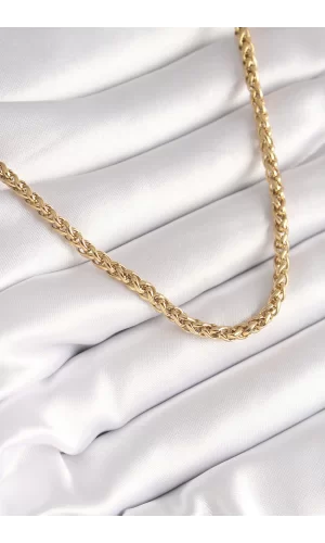 316L Çelik Gold Renk Burgu Zincir Model Kadın Kolye