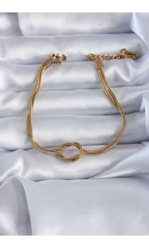 316L Çelik Gold Renk Düğüm Model Kadın Bileklik