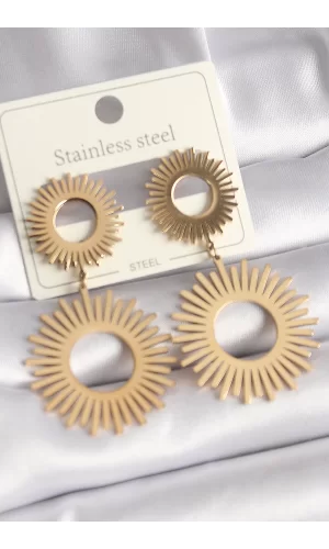316L Çelik Gold Renk Güneş Model Kadın Küpe