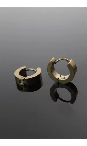 316L Çelik Gold Renk Halka Model Çift Küpe