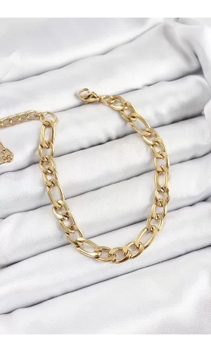 316L Çelik Gold Renk Kalın Zincir Erkek Bileklik