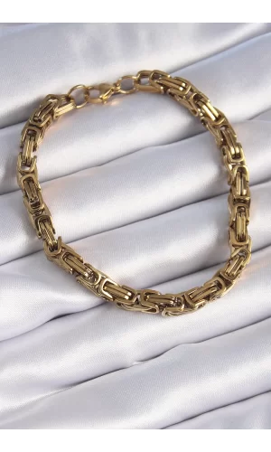 316L Çelik Gold Renk Kral Zincir Model Erkek Bileklik