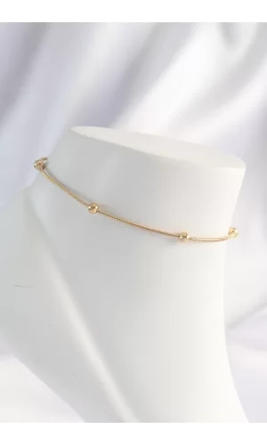 316L Çelik Gold Renk Minimal Topçuk Model Halhal