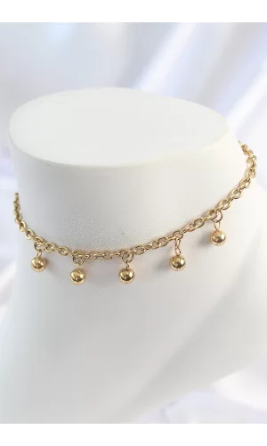 316L Çelik Gold Renk Sallantı Topçuk Zincir Model Kadın Halhal