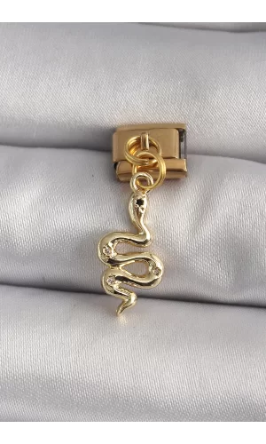 316L Çelik Gold Renk Sallantı Yılan Model Nomination Charm