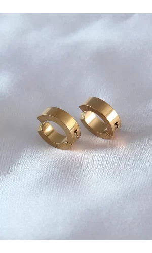 316L Çelik Gold Renk Sıkıştırmalı Erkek Küpe