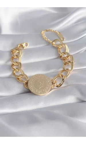316L Çelik Gold Renk Tam Altın Model Samanyolu Kadın Bileklik