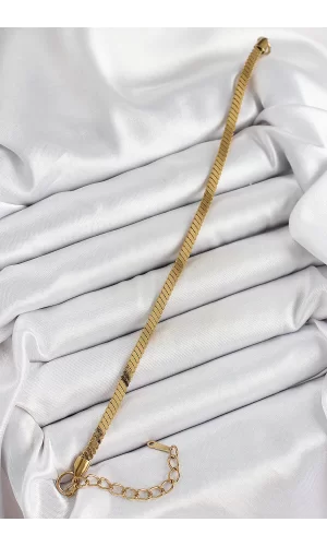 316L Çelik Gold Renk Yassı Zincir Model Kadın Bileklik