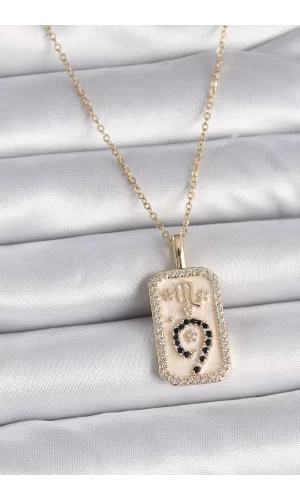 316L Çelik Gold Renk Zincir Akrep Burcu Zirkon Taşlı Kadın Kolye