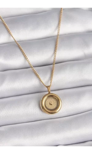 316L Çelik Gold Renk Zincir Gold Altın Model Kadın Kolye