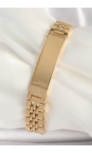 316L Çelik Gold Renk Zincir Künye Model Erkek Bileklik