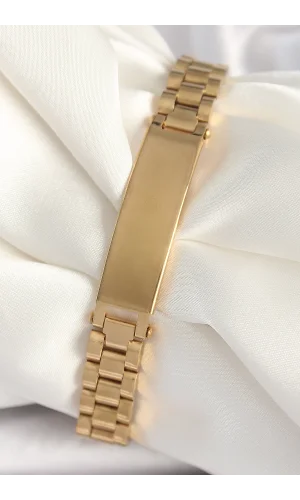 316L Çelik Gold Renk Zincir Künye Model Erkek Bileklik