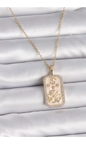 316L Çelik Gold Renk Zincir Yengeç Burcu Zirkon Taşlı Kadın Kolye
