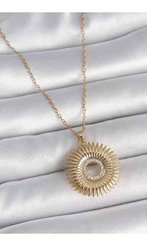316L Çelik Gold Renk Zincir Zirkon Taşlı Nova Yıldız Model Kadın Kolye