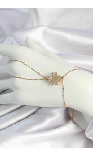 316L Çelik Gold Renk Zincirli Dönen Yonca Figürlü Şahmeran