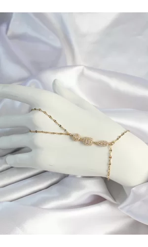 316L Çelik Gold Renk Zirkon Taşlı Baget Şahmeran