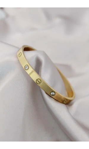316L Çelik Gold Renk Zirkon Taşlı Bileklik
