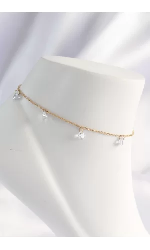 316L Çelik Gold Renk Zirkon Taşlı Halhal