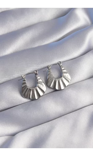 316L Çelik Gümüş Renk Kabartmalı Görünüm Küpe