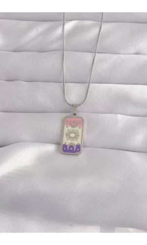 316L Çelik Gümüş Renk Karışık Mineli Ay Figür Tarot Kolye