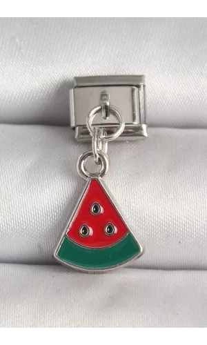 316L Çelik Gümüş Renk Karpuz Dilim Model Nomination Charm