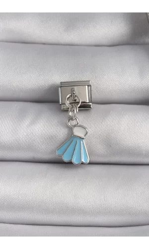 316L Çelik Gümüş Renk Mavi Renk Sallantı Elbise Model Nomination Charm