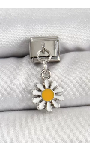 316L Çelik Gümüş Renk Papatya Model Nomination Charm