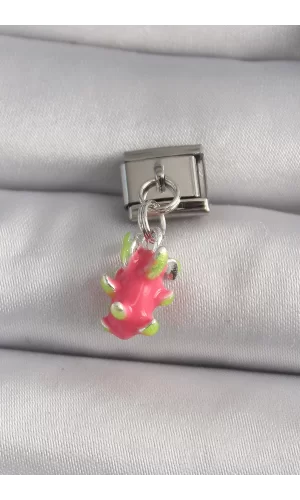 316L Çelik Gümüş Renk Sallantı Ejder Meyvesi Model Nomination Charm