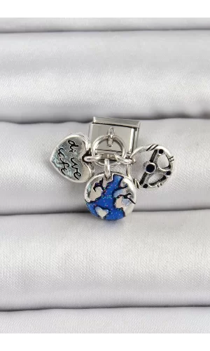316L Çelik Gümüş Renk Travel Model Nomination Charm