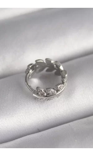 316L Çelik Gümüş Renk Zirkon Taşlı Yaprak Model Tragus Piercing