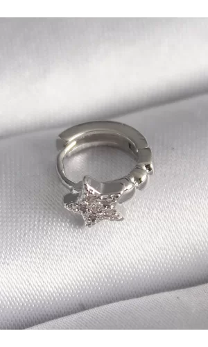316L Çelik Gümüş Renk Zirkon Taşlı Yıldız Model Tragus Piercing